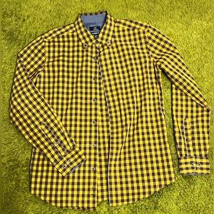 George Men's Yellow and Black Plaid Shirt